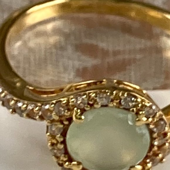 PA vermeil blue chalcedony ring with CZ gems - Picture 9 of 9